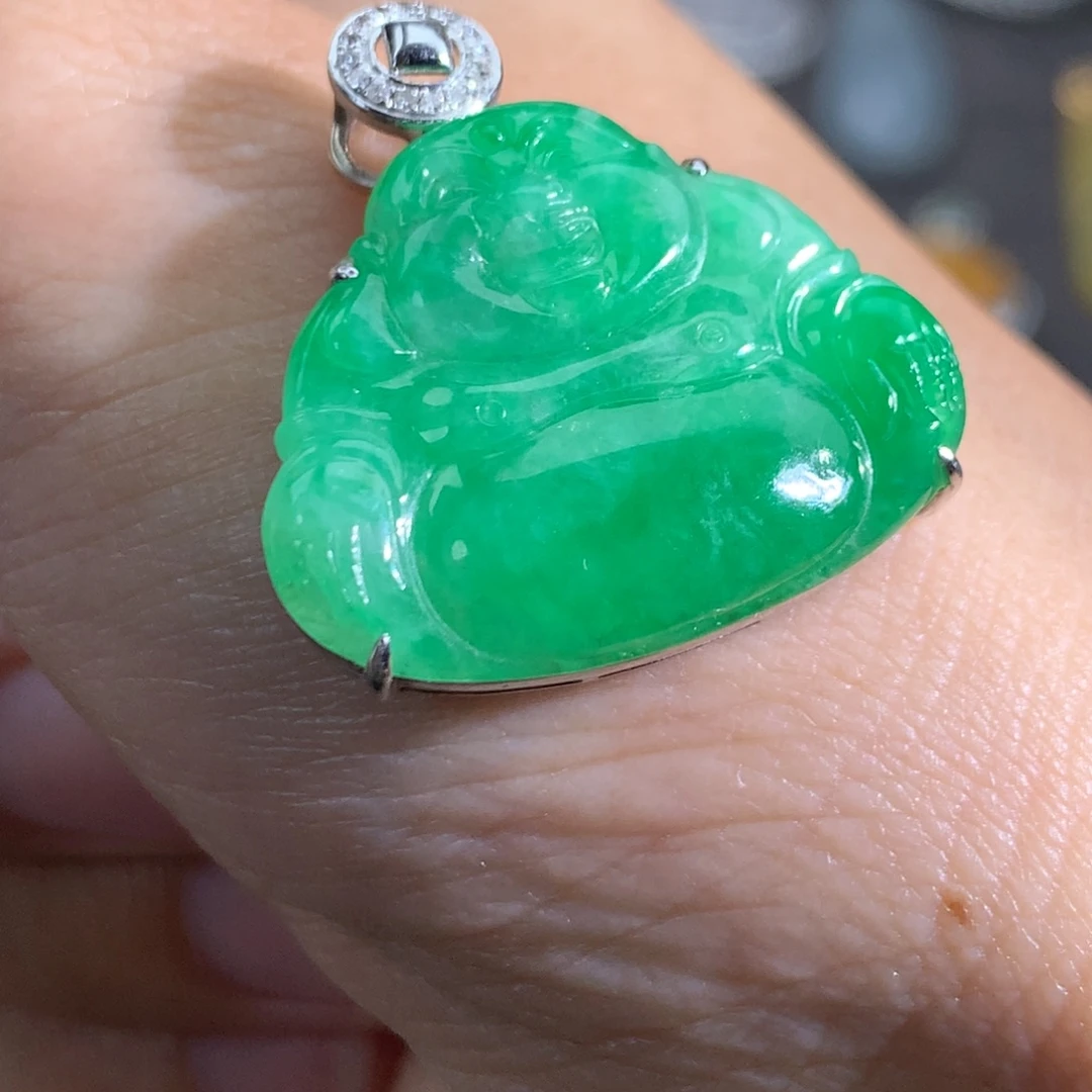 翡翠18K金镶嵌吊坠(不含链)佛公