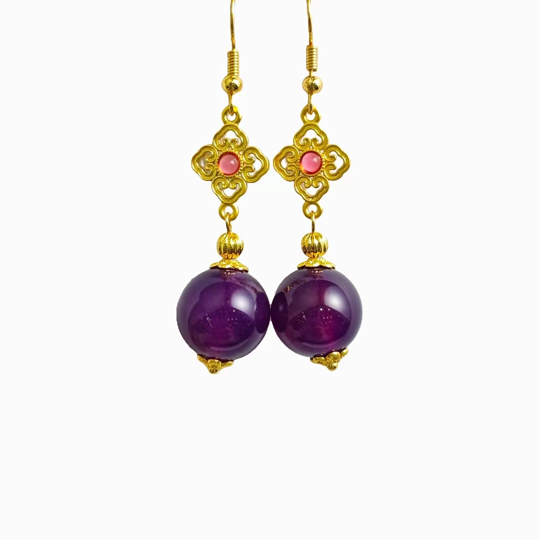 妖紫玛瑙耳坠赠礼盒（多样性发） A28-278