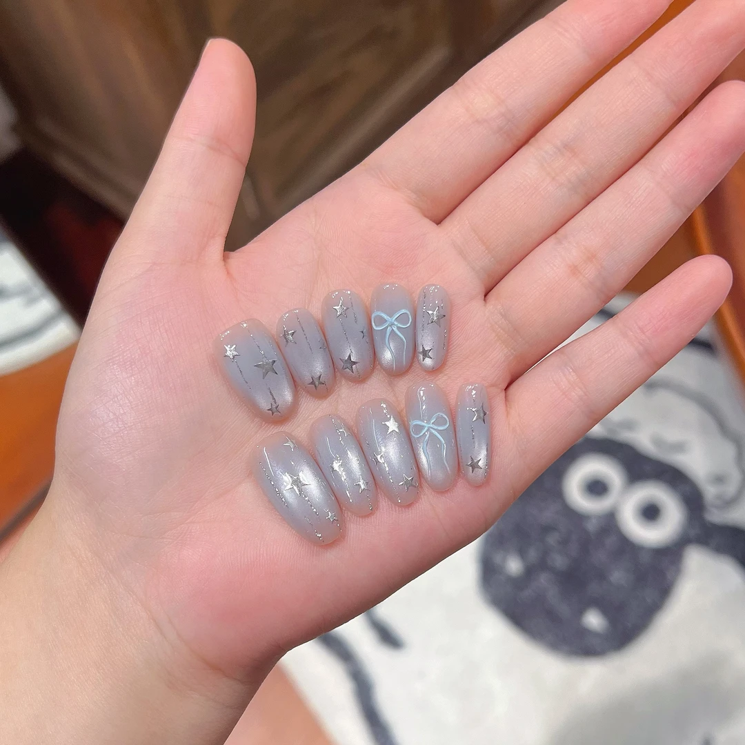 【北极星】祝音定制手工穿戴甲手绘蝴蝶结穿戴式美甲小红书指甲贴