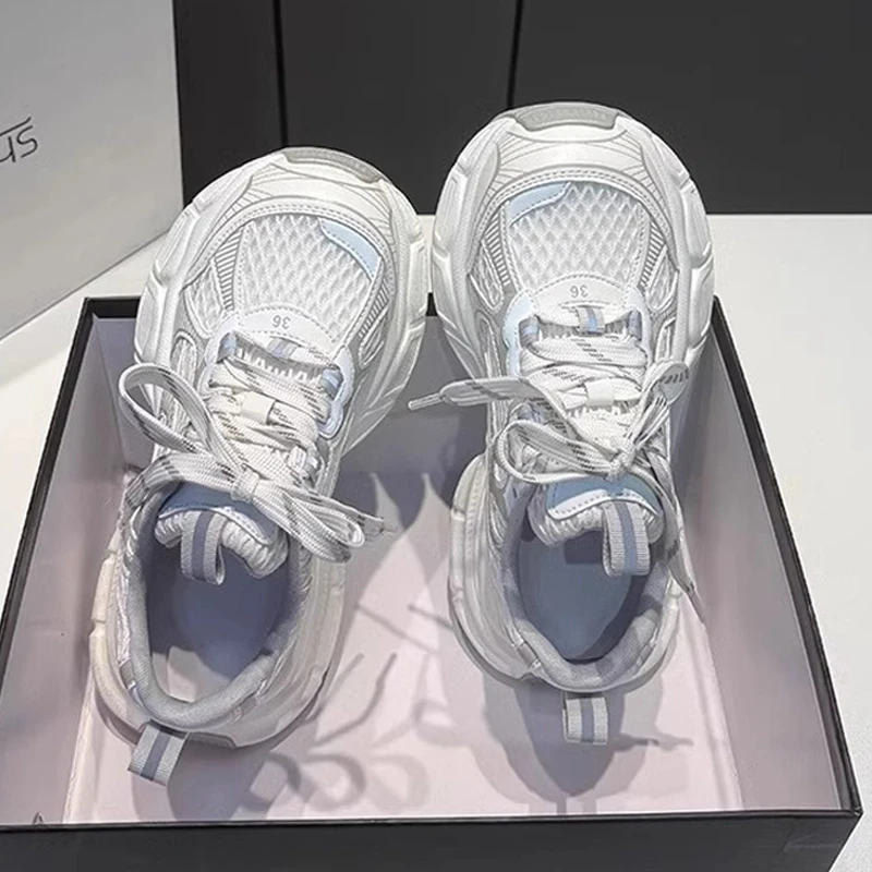 欧洲站老爹鞋女2025夏季新款超轻软底网透气休闲厚底增高运动鞋子