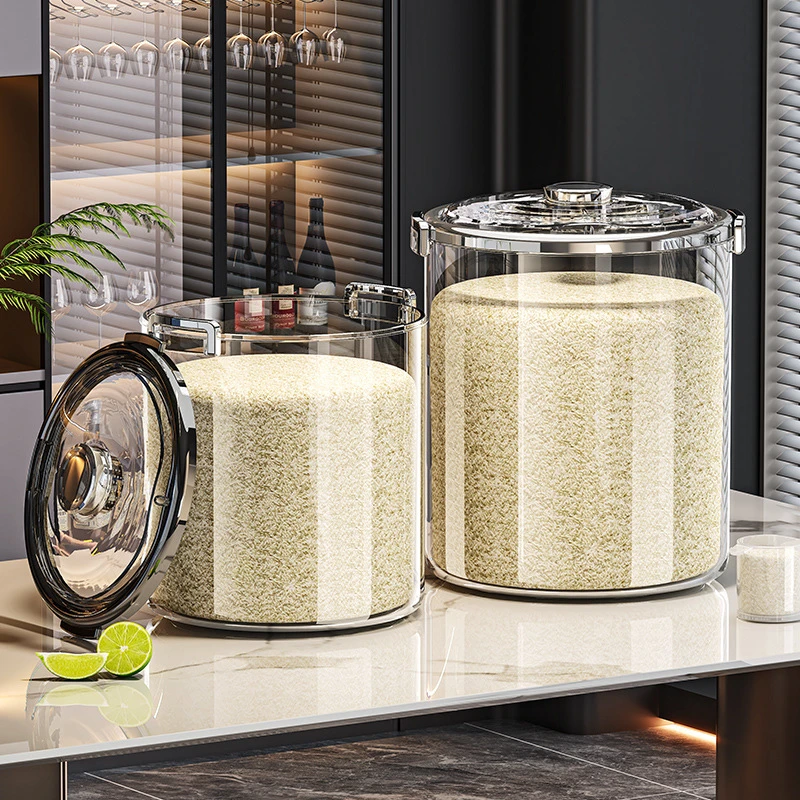 家用翻盖米桶透明防虫防潮密封米桶大容量五谷杂粮储物罐大米收纳