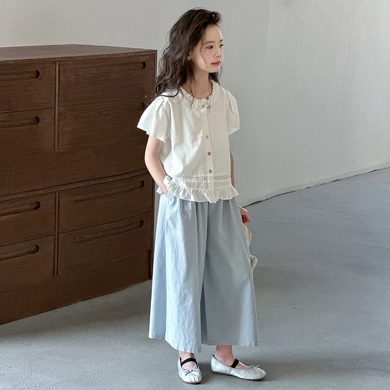 女童套装夏季2025新款夏装中大童韩系穿搭夏款小女孩娃娃衫两件套