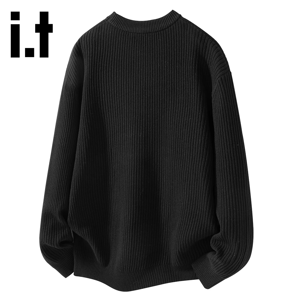 it:CHOCOOLATE时尚百搭圆领休闲针织毛衣男士秋冬保暖内搭上衣潮