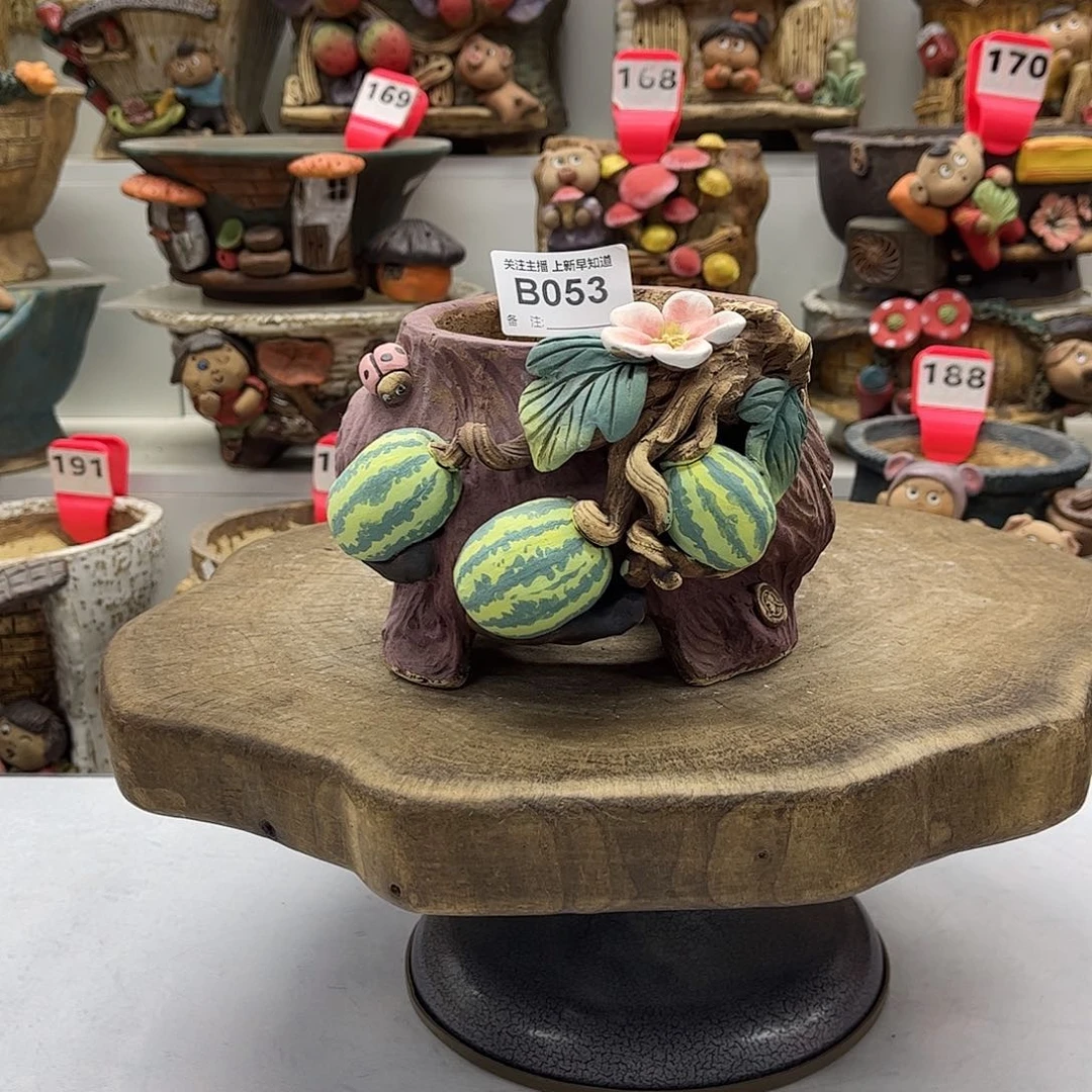 花盆053白狐花盆手捏