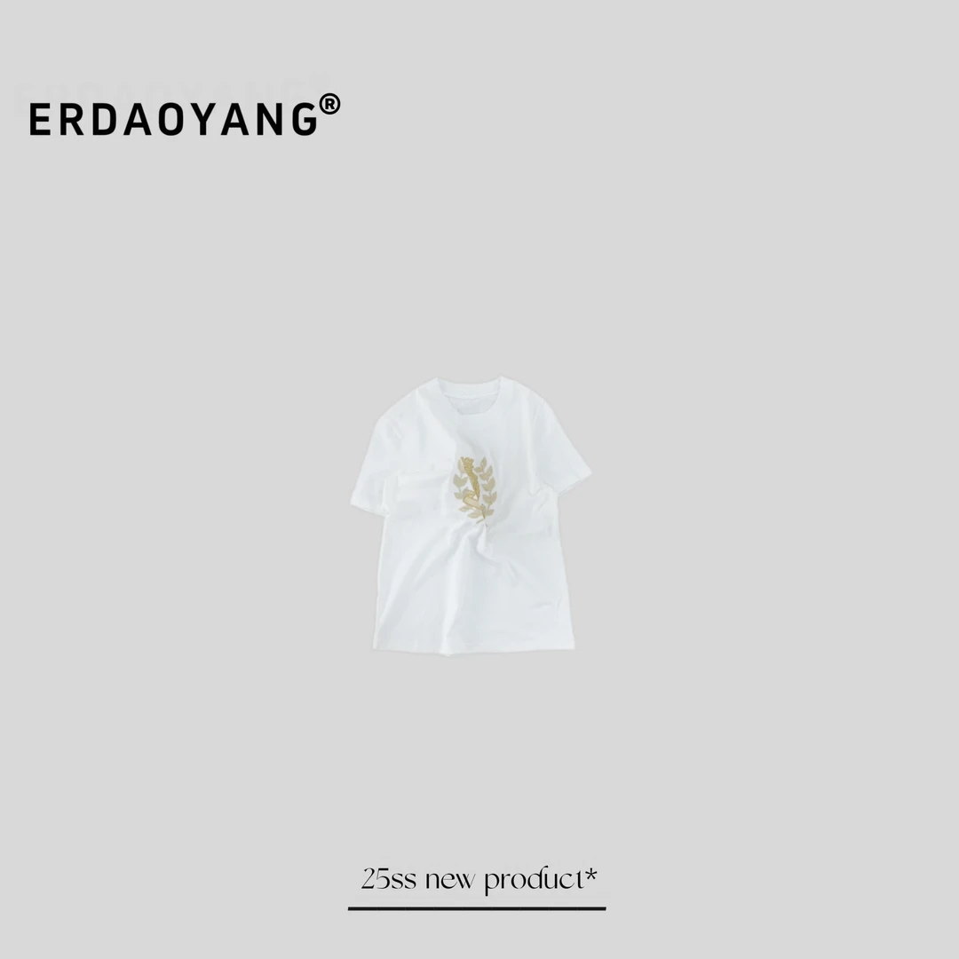 ERDAOYANG "皇冠" 早春新款撞色图标百搭短袖DX1088