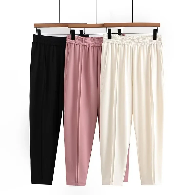 110-210斤大码女裤微胖mm夏季薄款哈伦裤 宽松显瘦气质西装休闲裤