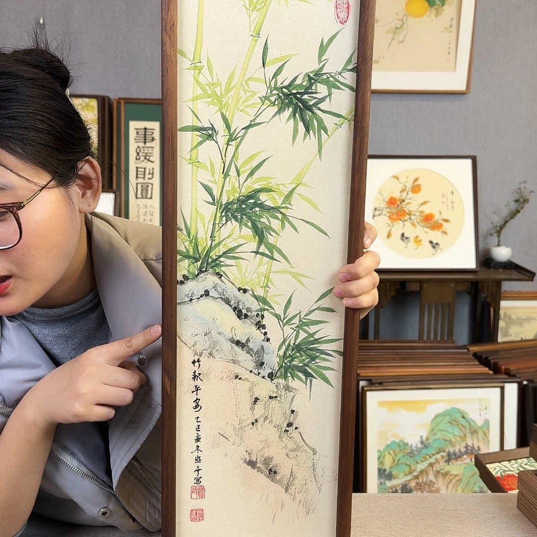 国画手绘带框尺寸：20*70