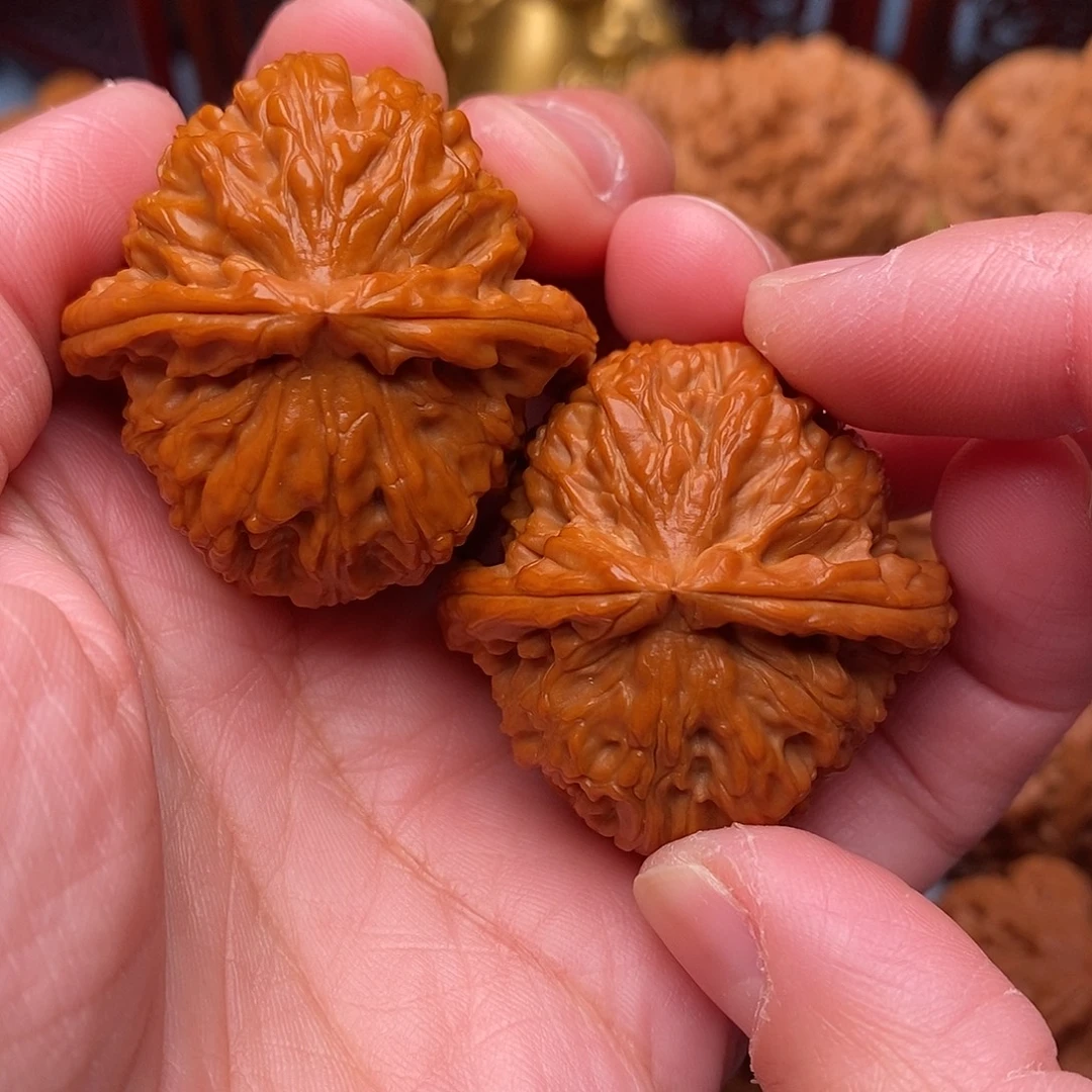 文玩核桃把件全品三角白狮子38尺