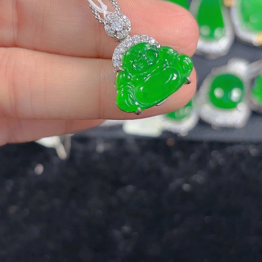 翡翠银S925镶嵌吊坠(不含链)