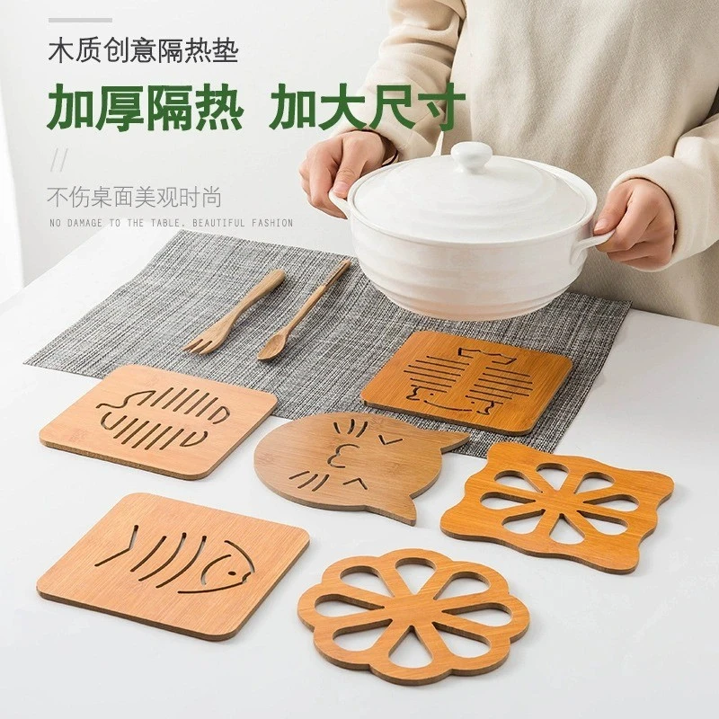 家用木质隔热垫简约现代方形木碗垫餐盘垫防滑防烫纯色桌垫实用美