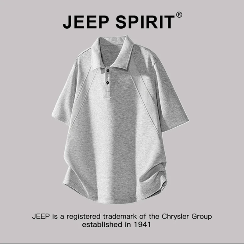JEEP吉普美式正肩短袖polo衫男款夏季潮流重磅cleanfit半袖T恤男