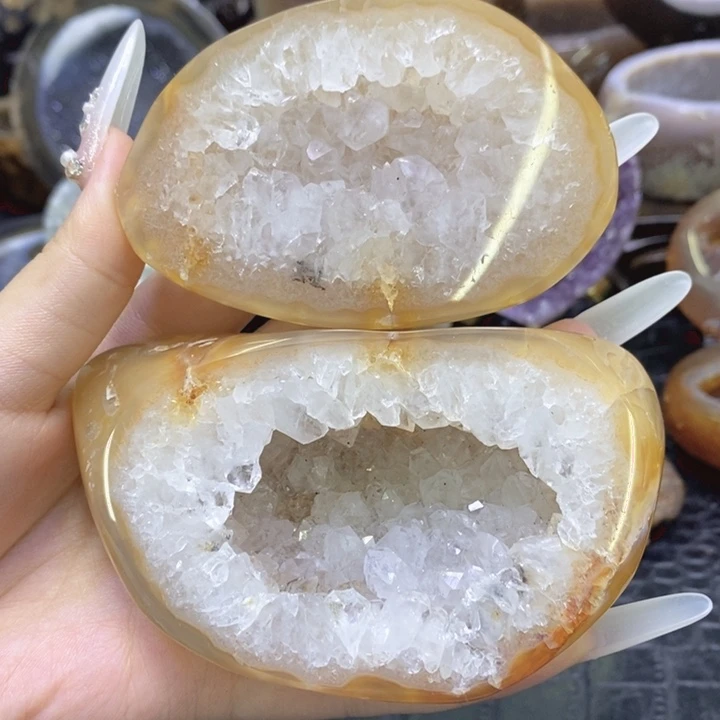 未镶嵌珠宝半成品紫晶白晶盆