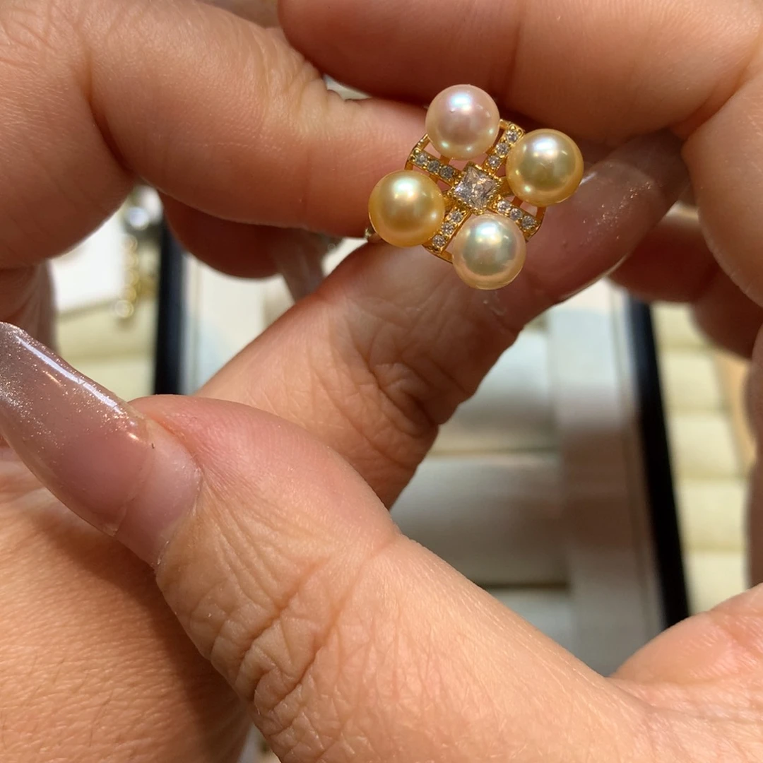 海水珍珠戒指银S925镶嵌