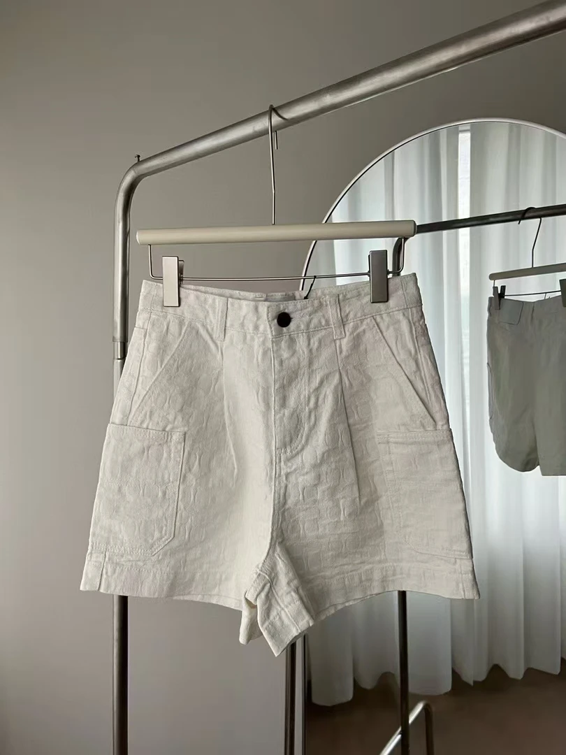 【朵拉外贸】马车单宁立体提花 短裤