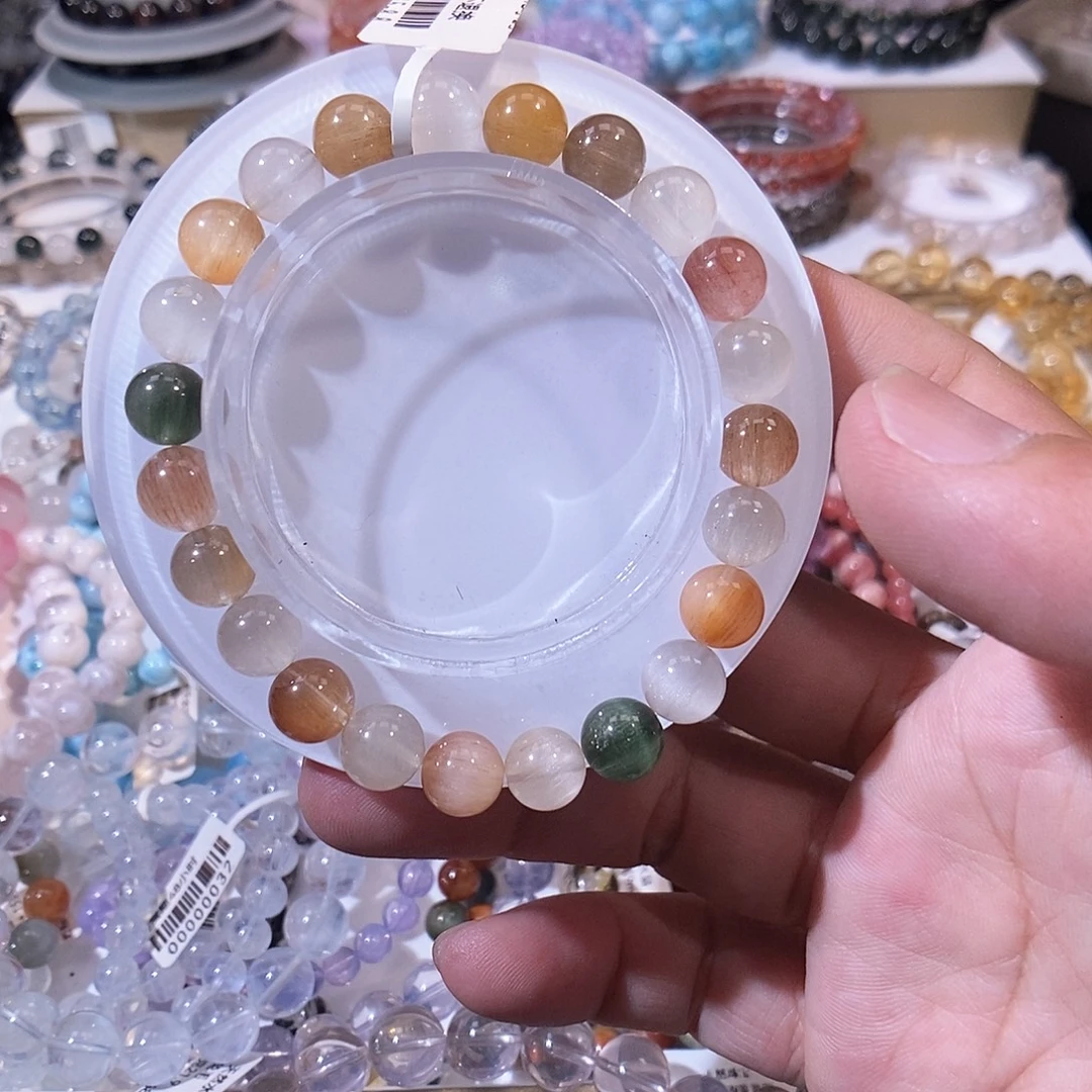 水晶手链未镶嵌高级彩兔毛8mm