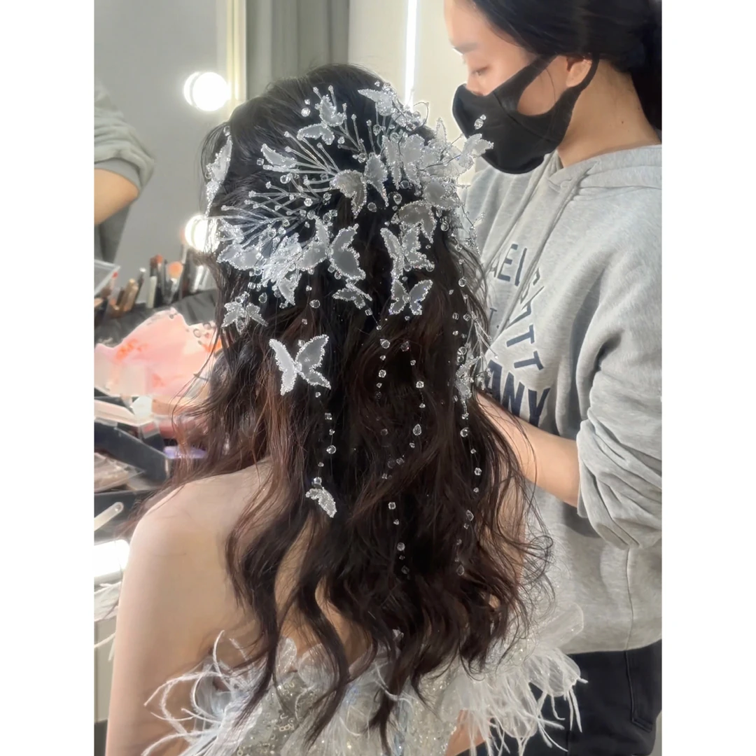 T7112“幻蝶流苏”森系超仙蝴蝶后区头饰