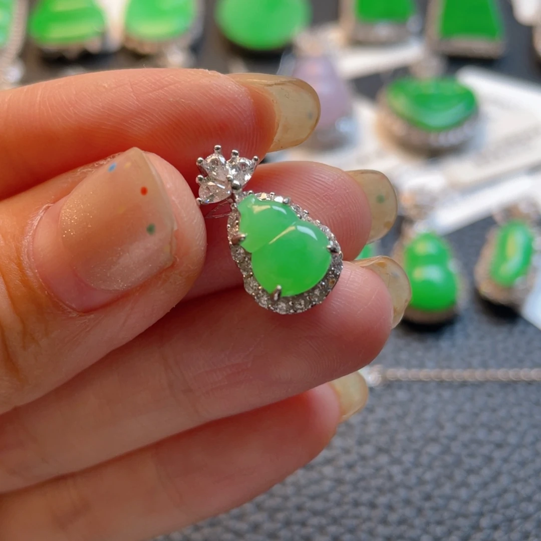 翡翠银S925镶嵌吊坠(不含链)