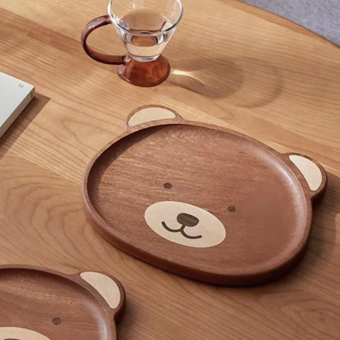 乌檀木熊盘可爱宝宝辅食盘意面沙拉牛排盘