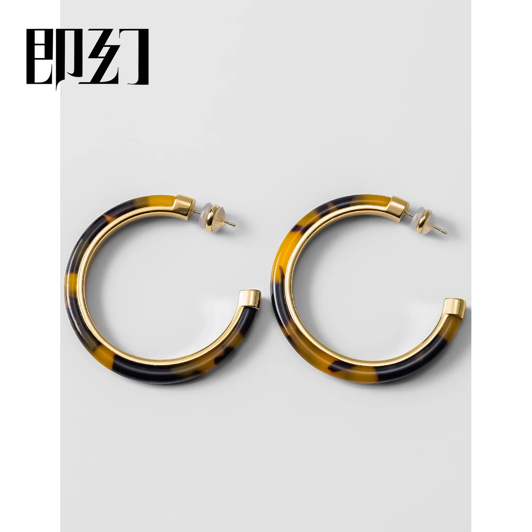 即幻 铜合金耳饰 ins时尚轻奢复古个性小众豹纹C圈耳环 10046