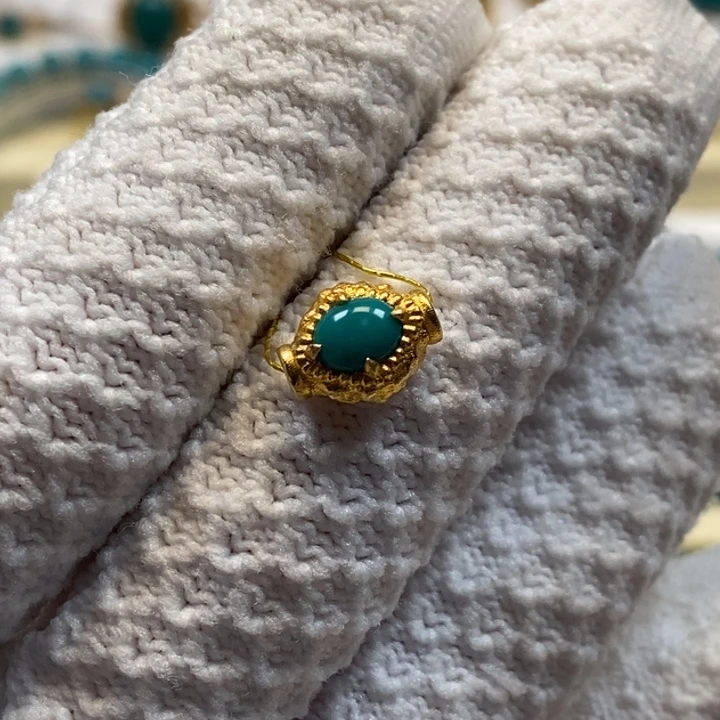 绿松石珠宝奇石18K金镶嵌A457