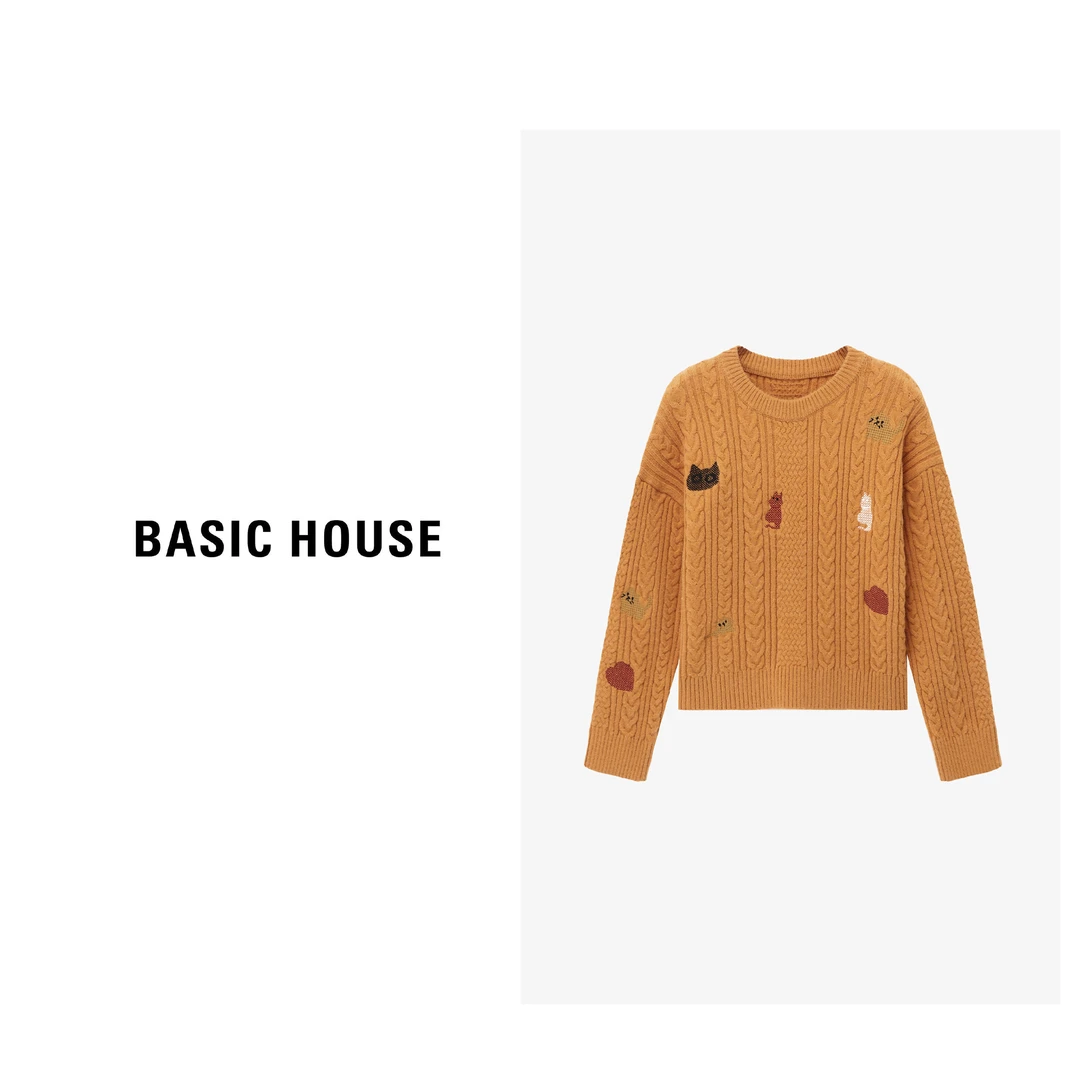 Basic House/百家好秋冬休闲时尚百搭保暖针织毛衣B06245I9452