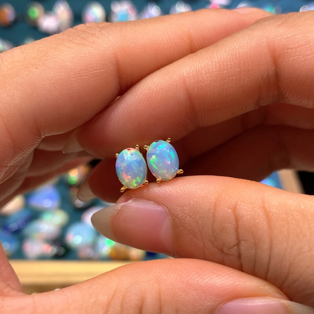 银S925镶嵌欧泊耳饰款