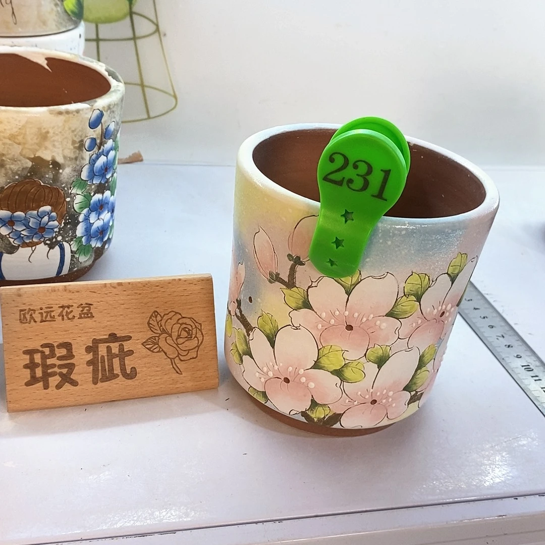 花盆紫砂红陶手绘花盆