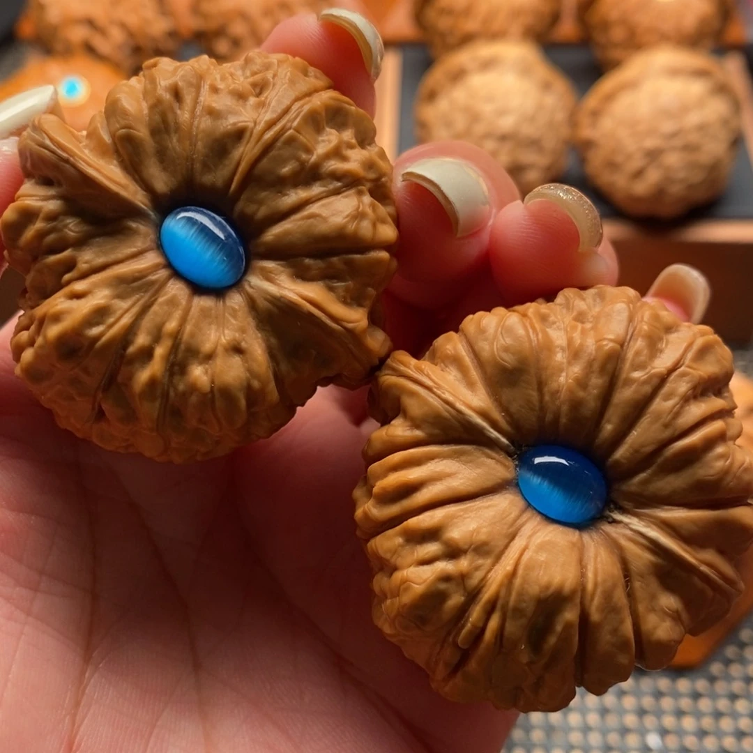 文玩核桃把件44尺全品南江石