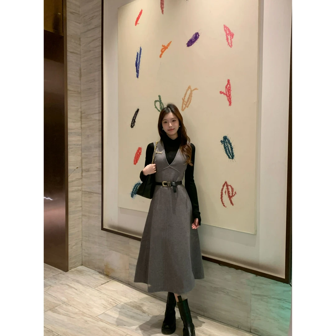 【灰海的鲸】秋冬哥弟【新年限定】双面呢超保暖显瘦连衣裙1500246