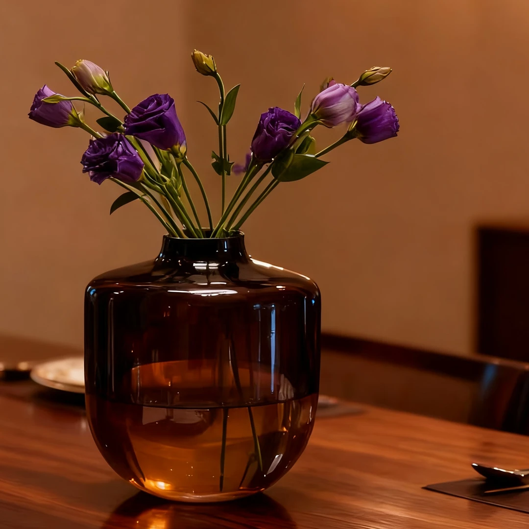 现代北欧红色葡萄玻璃花瓶样板间售楼处酒店客厅玄关餐桌家居装饰