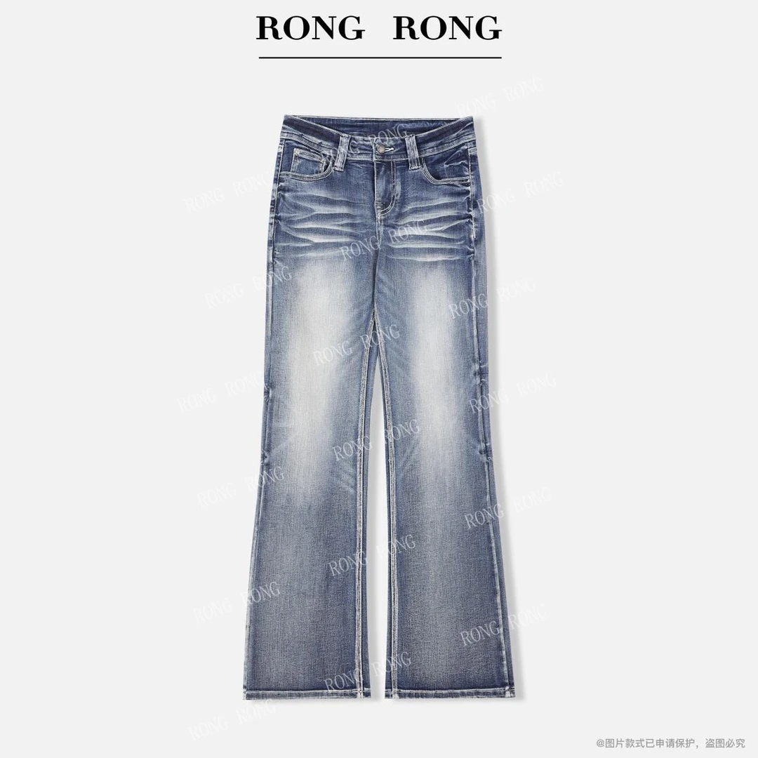 溶溶【女团腿】RONGRONG 3D立体裁修容修腿显瘦喇叭牛仔裤JS-0401