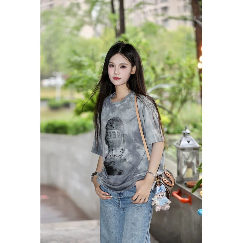 【华艺文创】圆领个性图案注染工艺短袖T恤男女同款