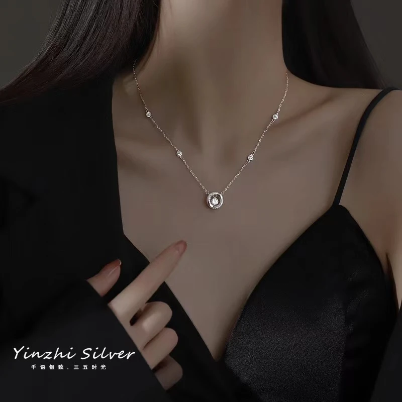 吊坠足银合成锆石 足银套链莫比乌斯链锁骨链女约3g（40＋5厘米）