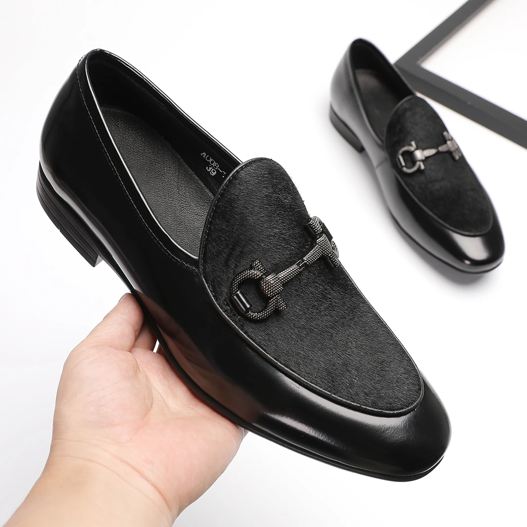 2025休闲皮鞋男鞋商务皮鞋男士真皮一脚蹬经典英伦尖头正装潮流