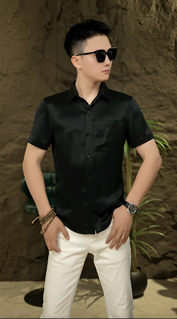 CNCENG男士夏季新款口袋潮流轻奢商务休闲净版无痕短袖修身百搭