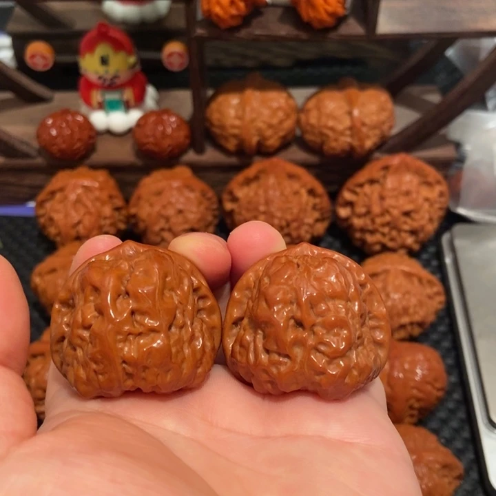 L***3把件文玩核桃37.8尺寸蛤蟆头2557