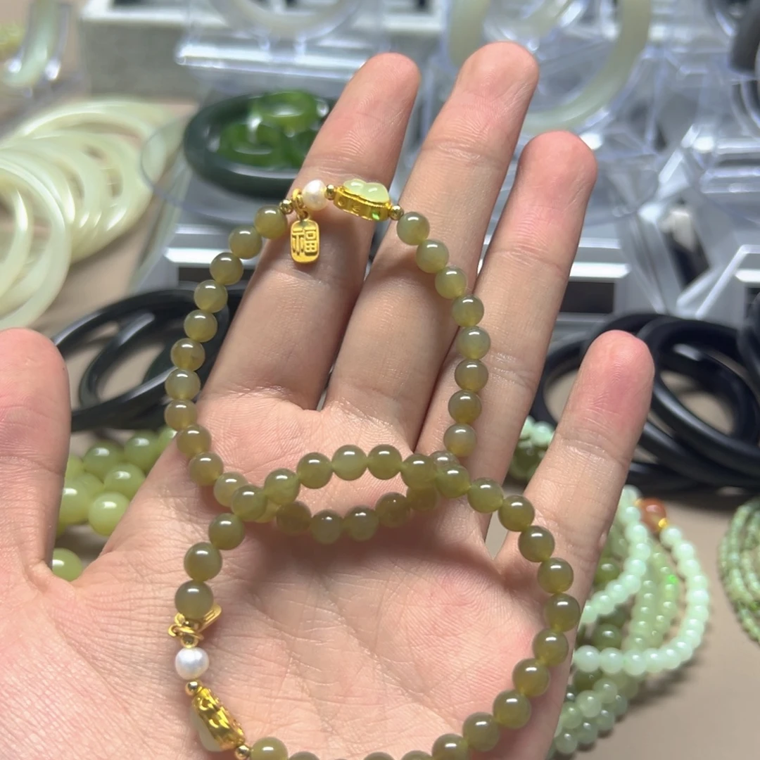 和田玉合金手链和田玉