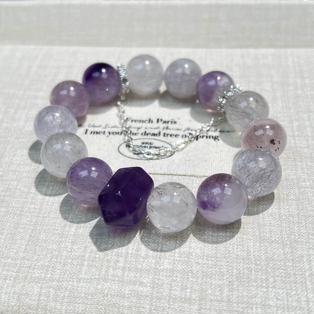 【紫色霓虹】乌拉圭紫水晶双尖超七水晶手串