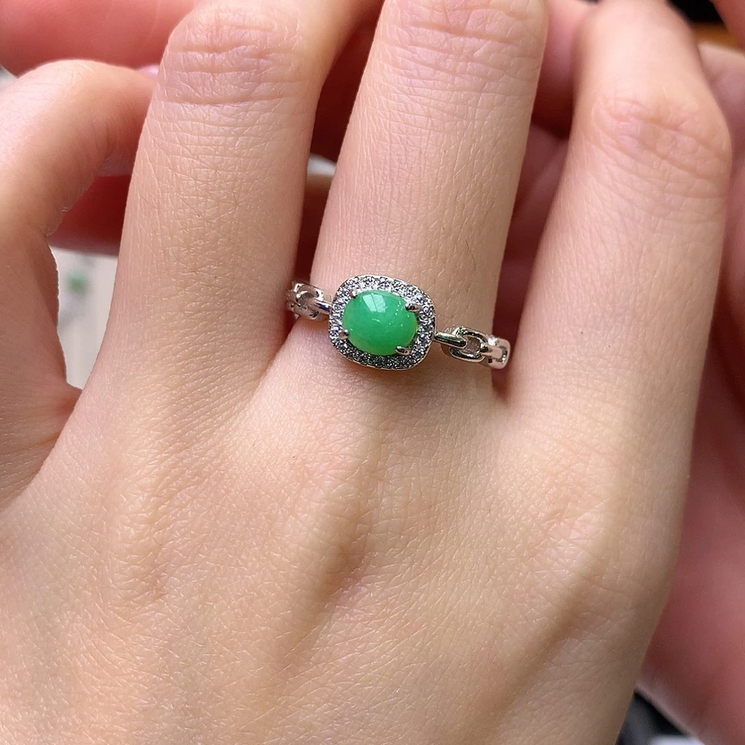 翡翠银S925镶嵌戒指3