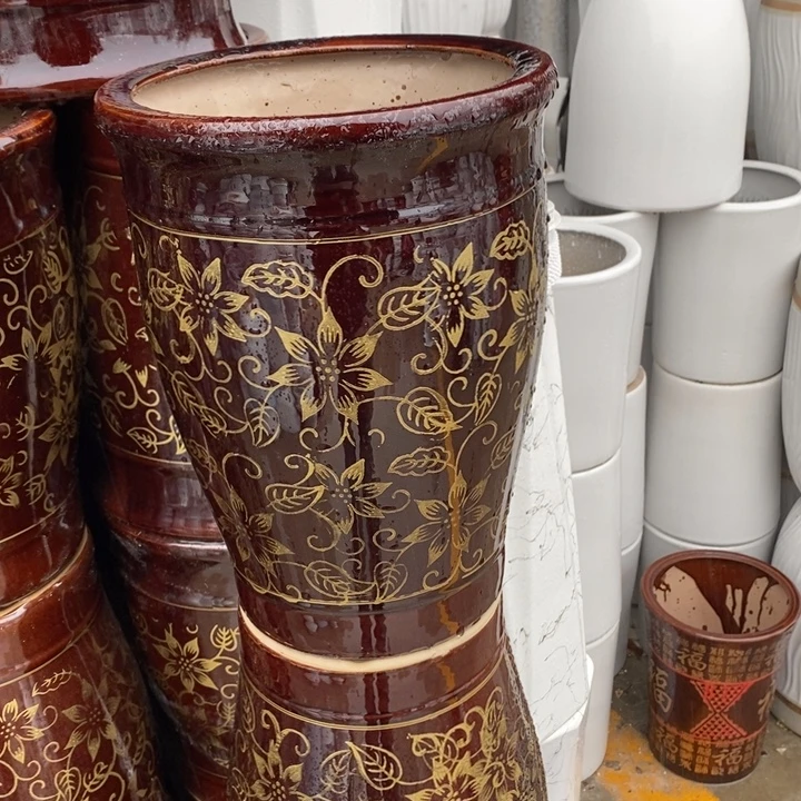 低腰棕金花缸中号口25/33