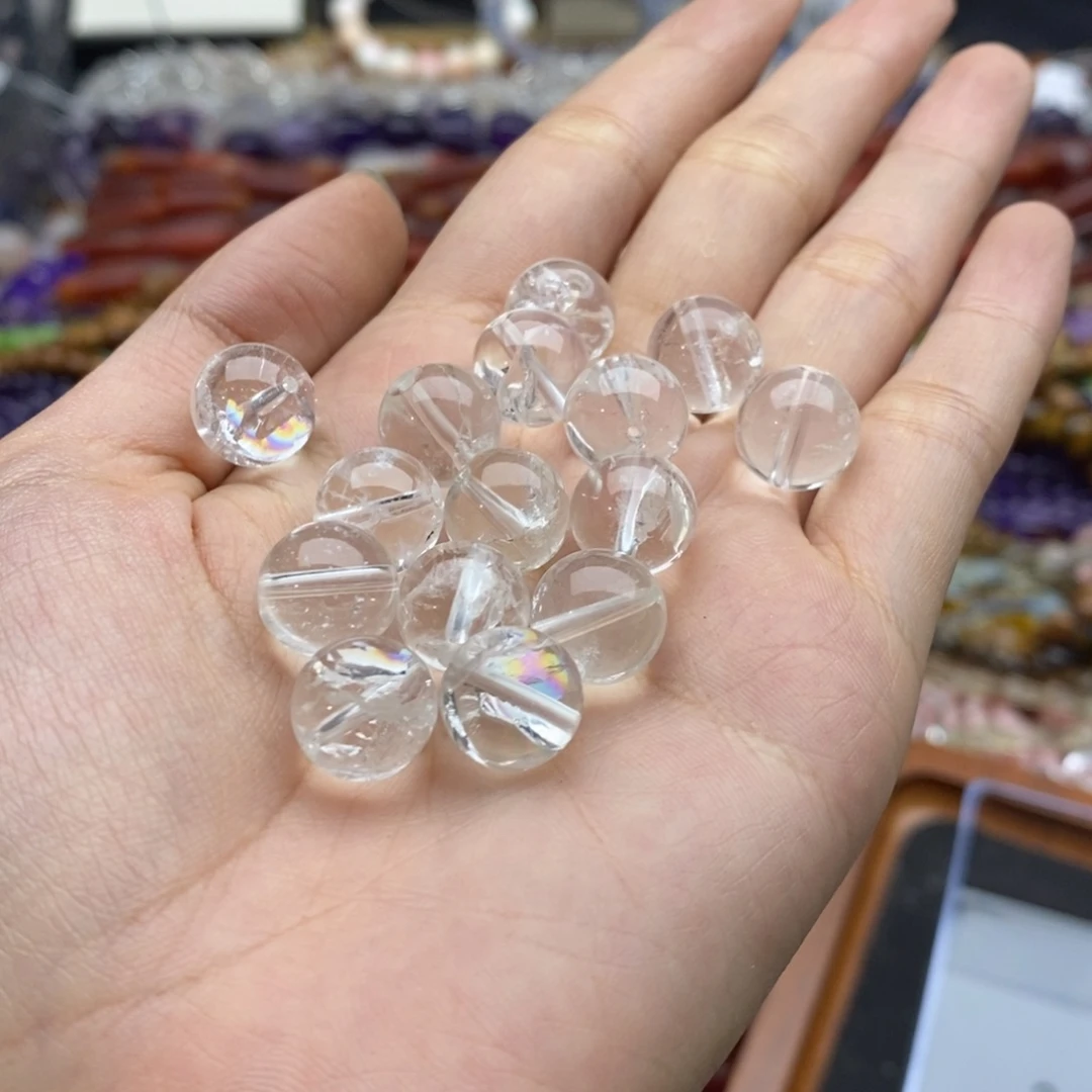 未镶嵌玛瑙/玉髓珠宝半成品两个装天然11mm白阿塞彩虹