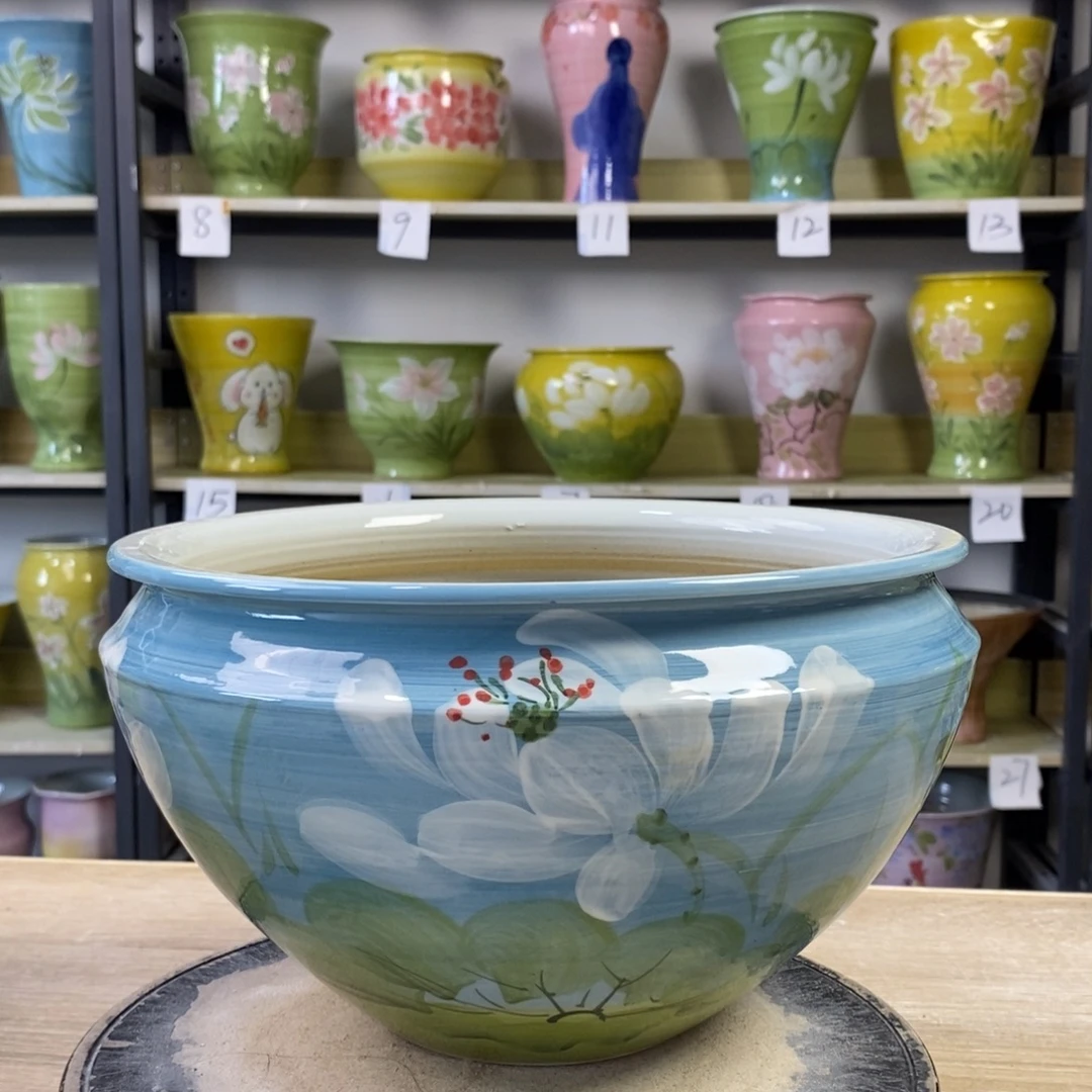 景德镇手工手绘陶瓷花盆