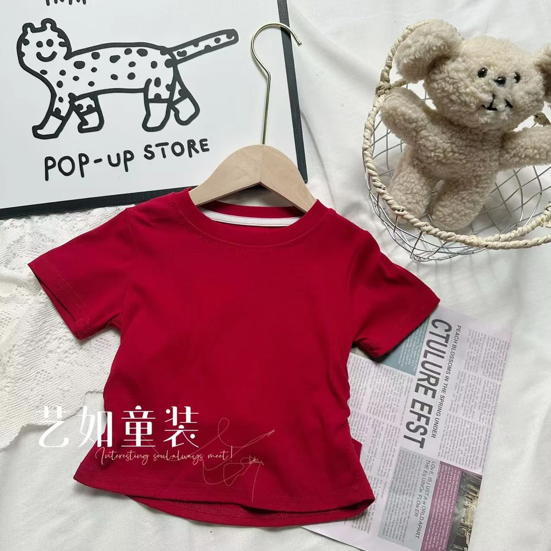 番茄家*【小心机】夏季上新简约款小心机露腰T恤D-W713