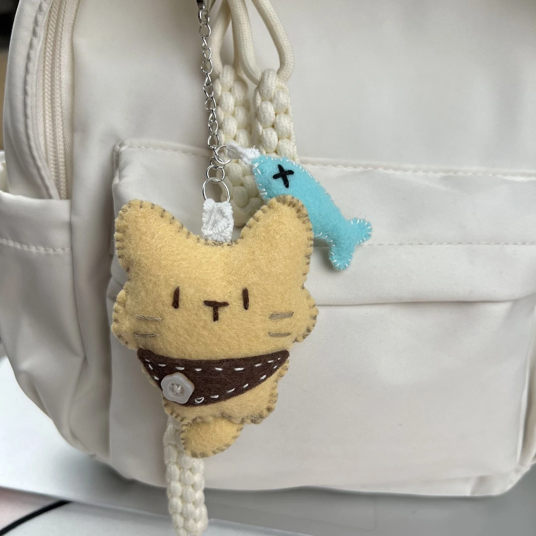 【口合】可爱的小猫小魚不织布挂件手工DIY材料包钥匙扣送对象闺蜜