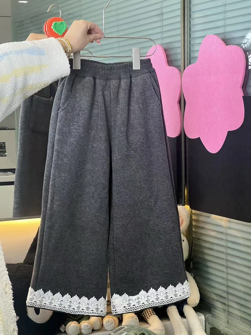 冬季百搭阔腿裤复古港风女休闲裤休闲裤中童