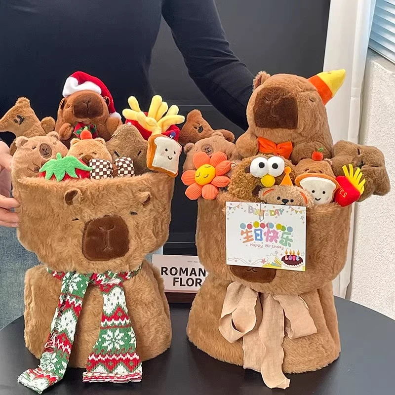 生日礼物女生送对象闺蜜送老婆女朋友圣诞节礼物卡皮巴拉玩偶花束