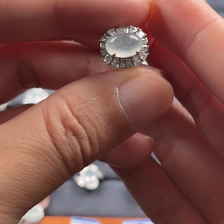 翡翠银S925镶嵌戒指缅甸A货翡翠