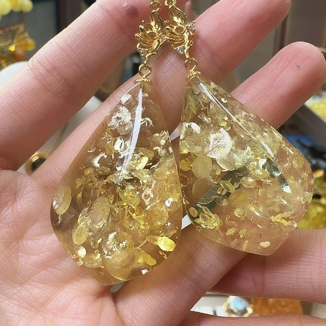 琥珀未镶嵌颈饰耳坠