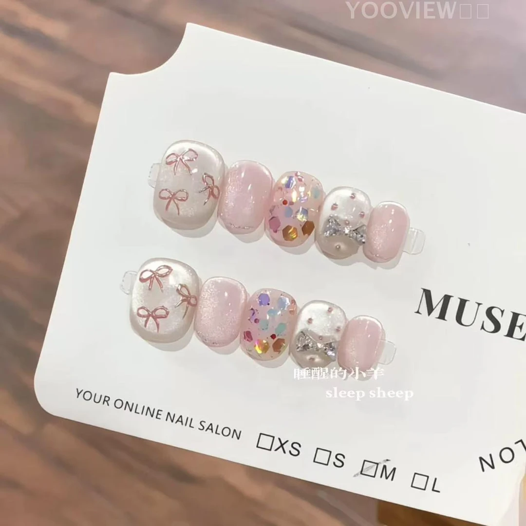 【miu系少女】纯欲公主波点结手工穿戴甲豆豆甲猫眼美新款穿戴甲