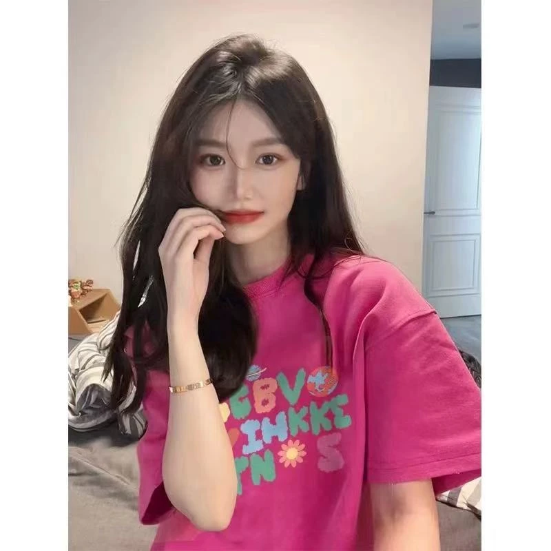 【直播间孤品单品链接】潮牌夏季纯棉短袖男女同款圆领多巴胺T恤